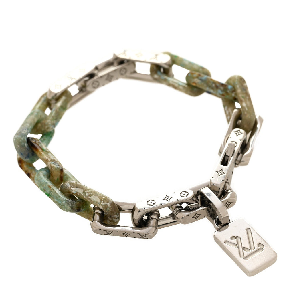 Louis Vuitton Metal Resin Monogram Chain Bracelet  Silver