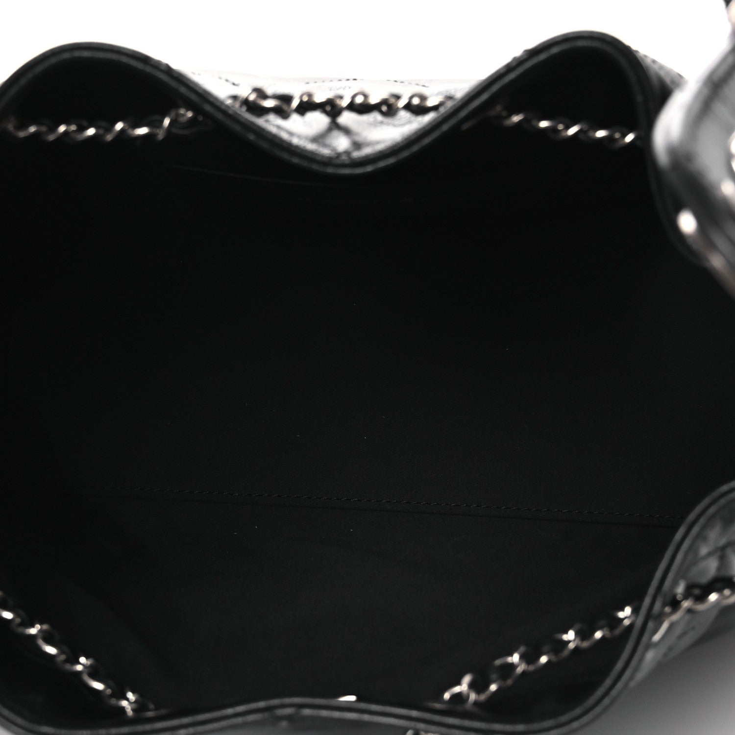 Chanel Shiny Crumpled Calfskin Quilted Small Chanel 25 Handbag Black