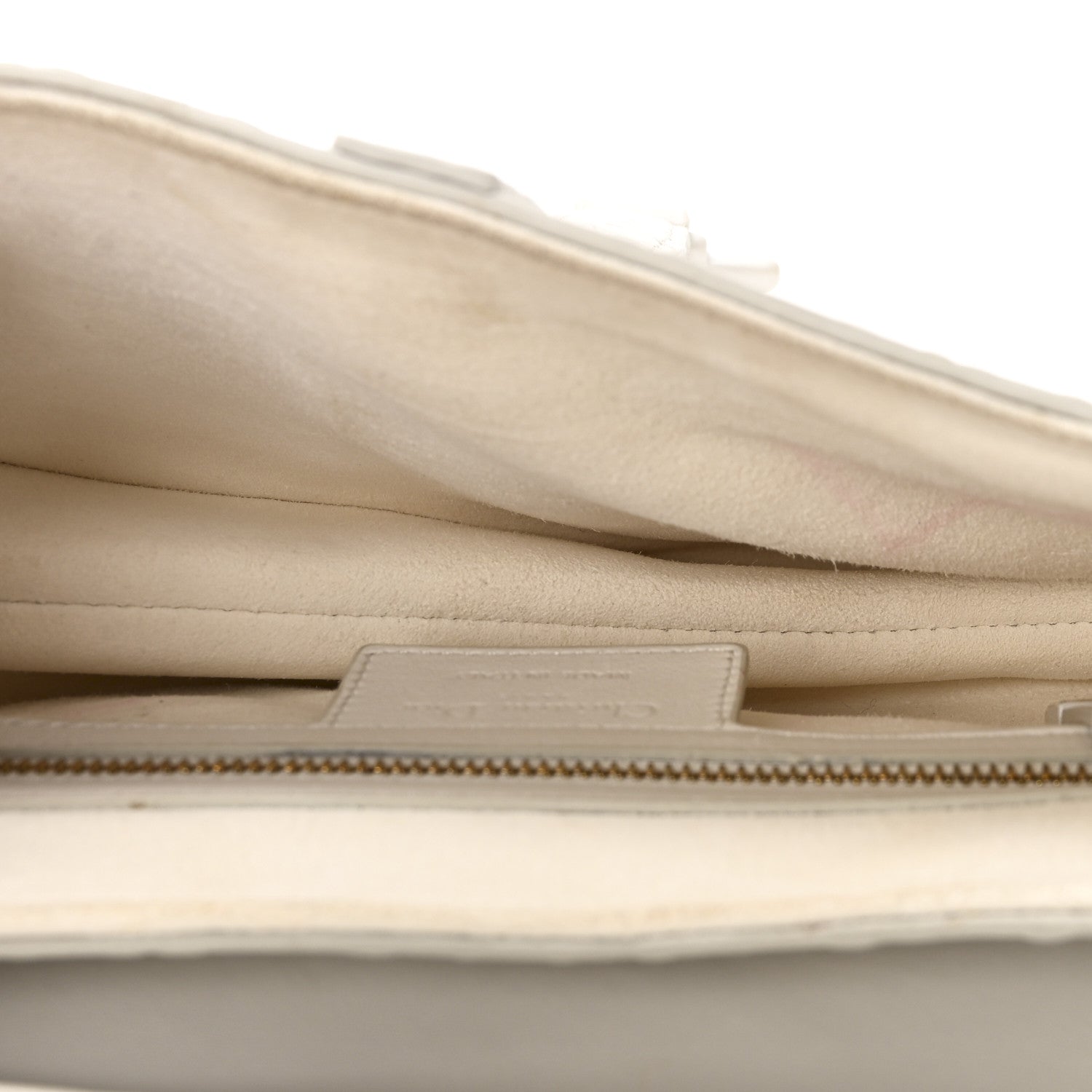 Christian Dior Calfskin Embossed Oblique Saddle Bag White