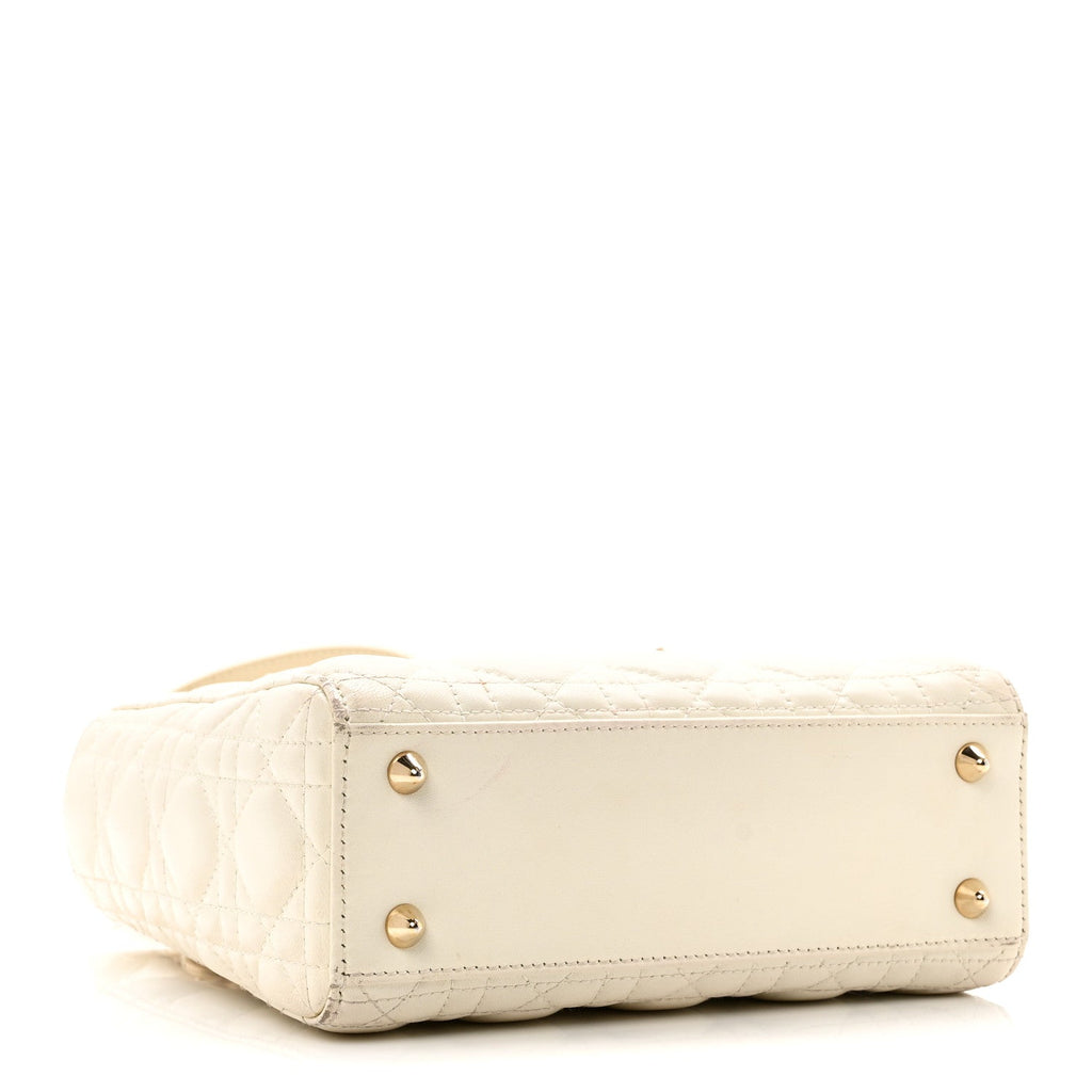 Christian Dior Lambskin Cannage Small My ABCDior Lady Dior White