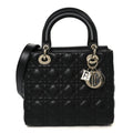 Christian Dior Lambskin Cannage Medium Lady Dior Black