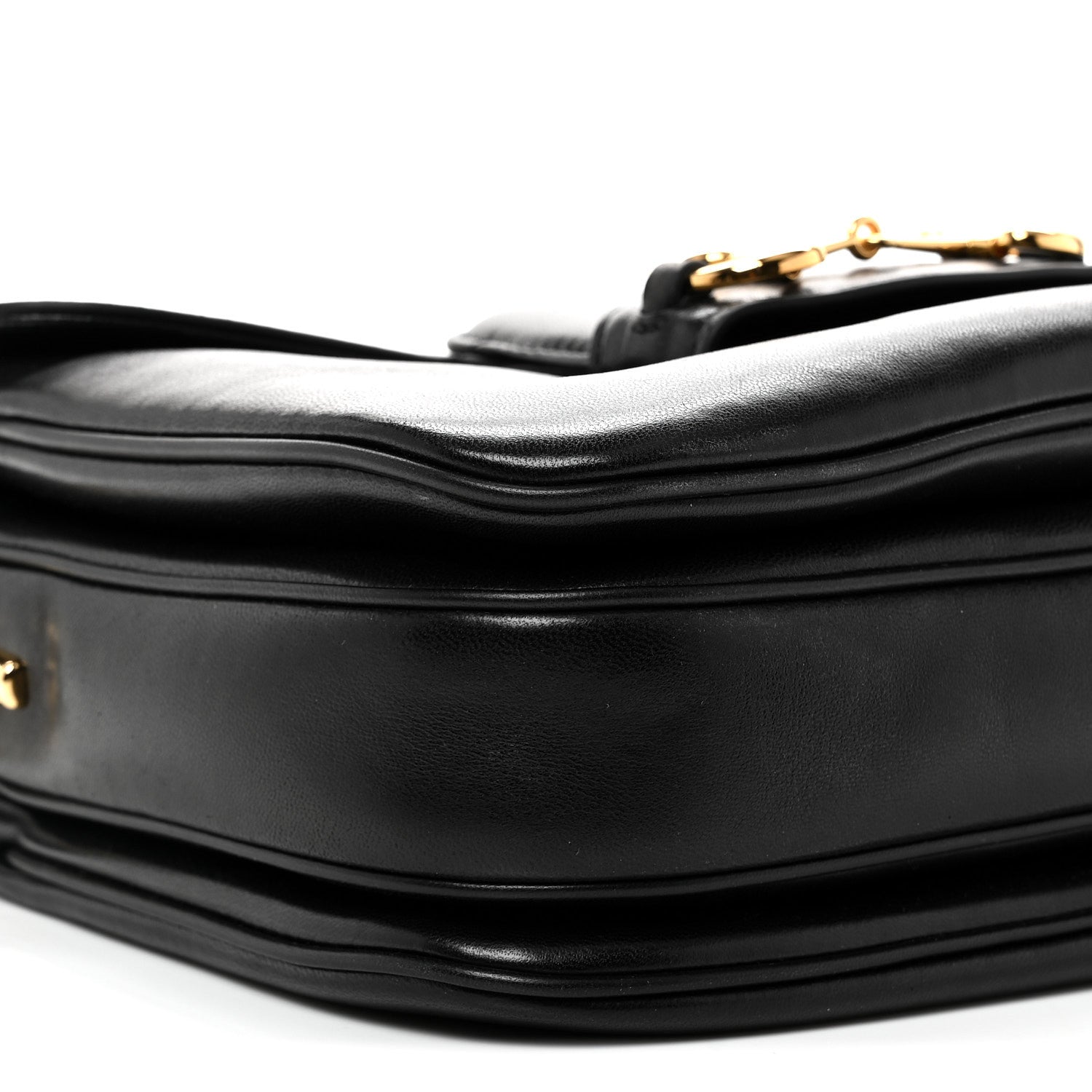 Gucci Calfskin Horsebit 1955 Aura Small Shoulder Bag Black