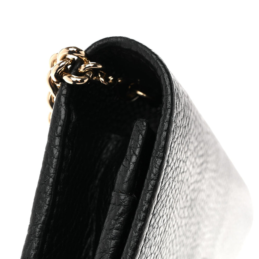 Gucci Pebbled Calfskin Soho Wallet On Chain Black