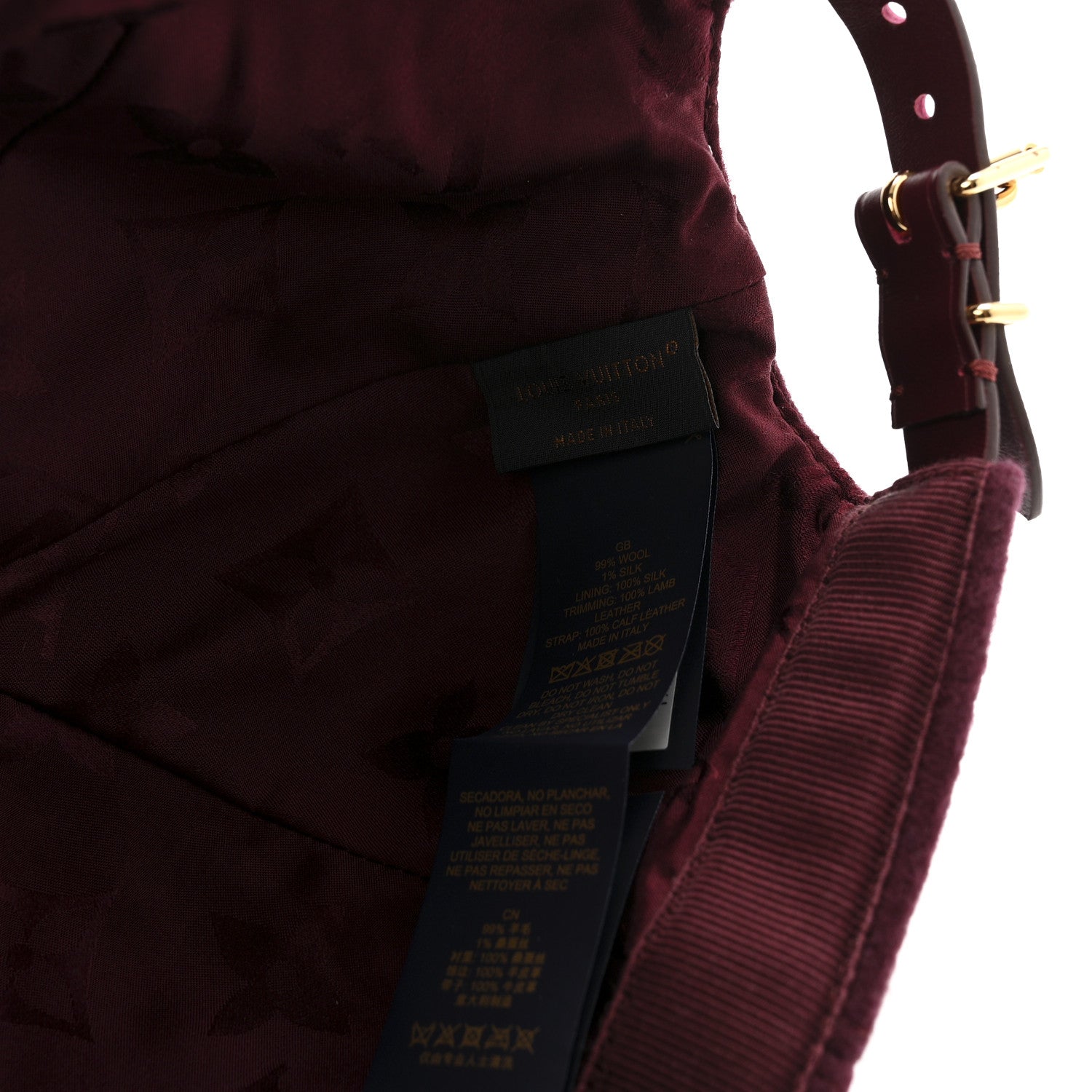 Louis Vuitton Wool Silk Monogram Endless Cap L Bordeaux