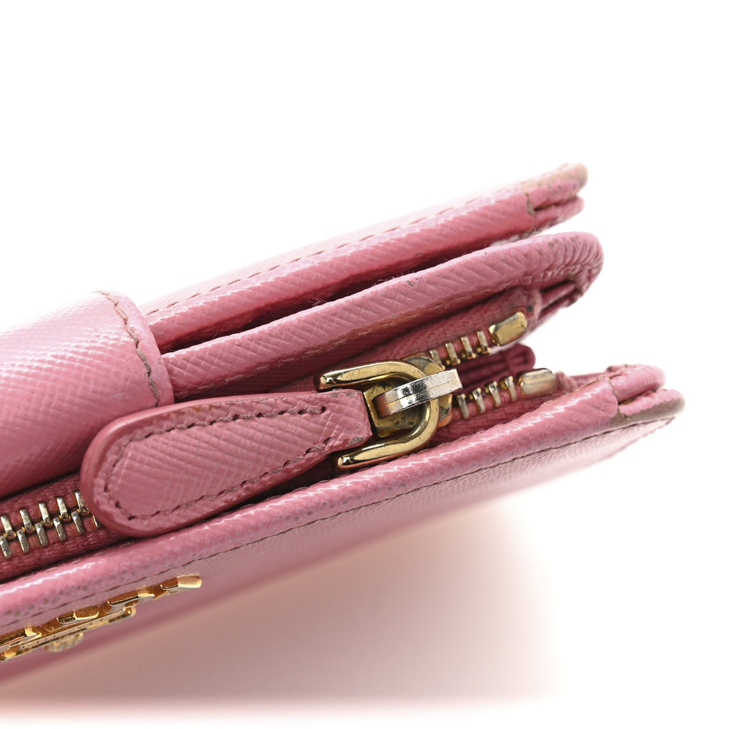 Prada Saffiano Metal Compact Wallet Geranio