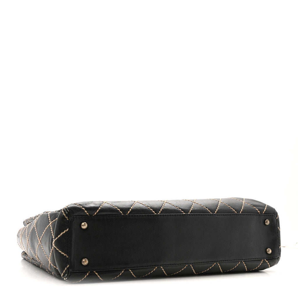 Chanel Calfskin Wild Stitch Large Tote Black