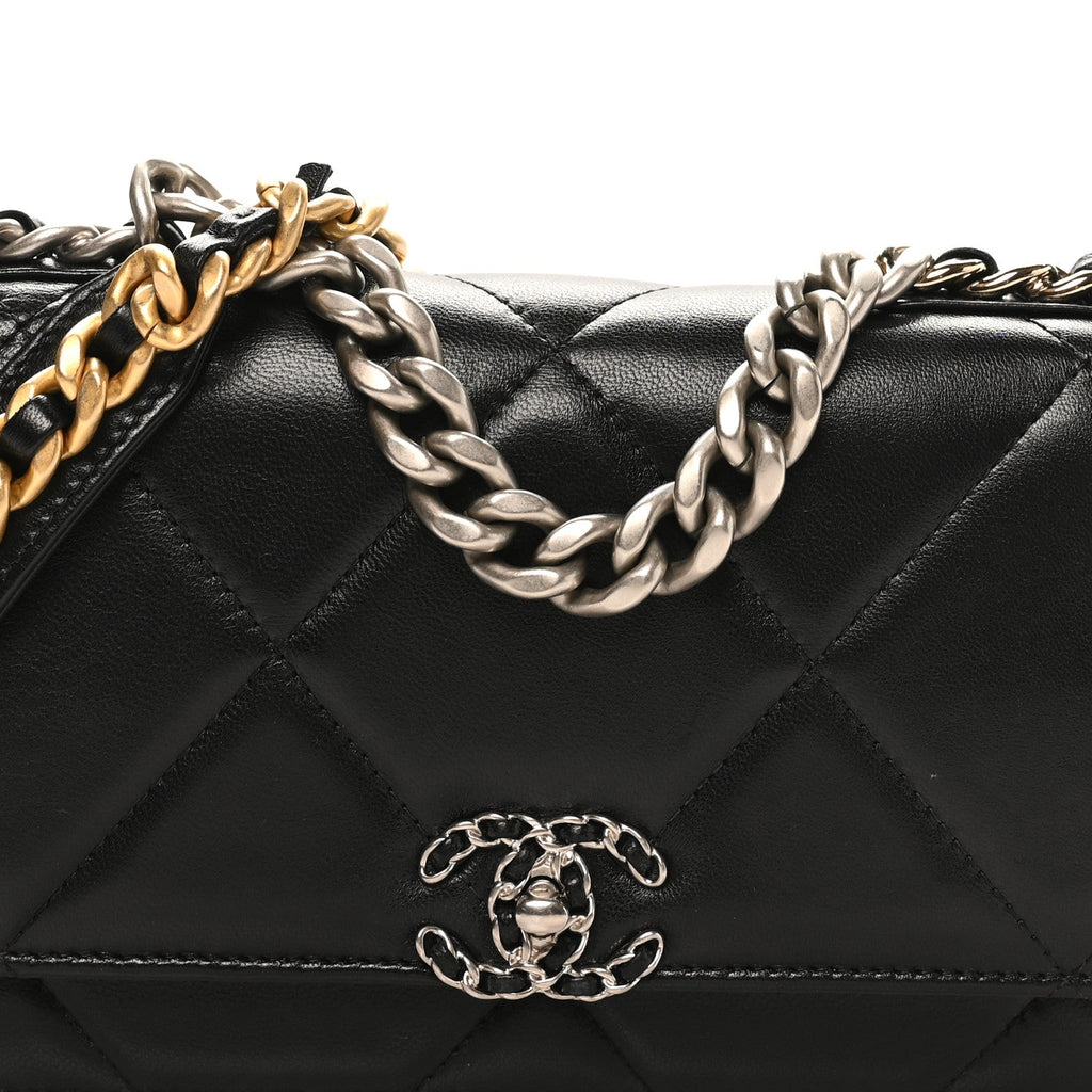 Chanel Lambskin Quilted Chanel 19 Wallet On Chain WOC Black