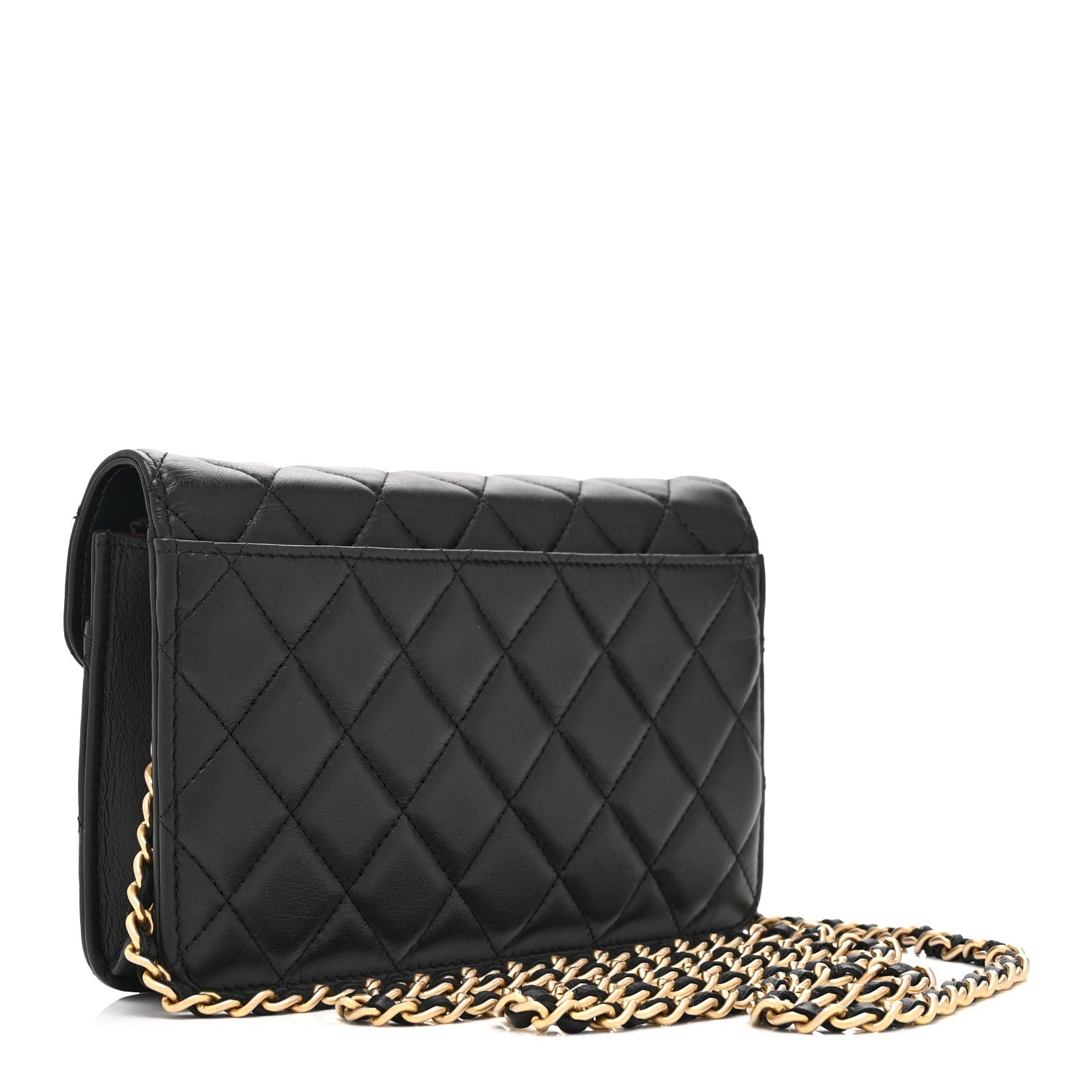 Chanel Calfskin Quilted Enchained Wallet On Chain WOC Black