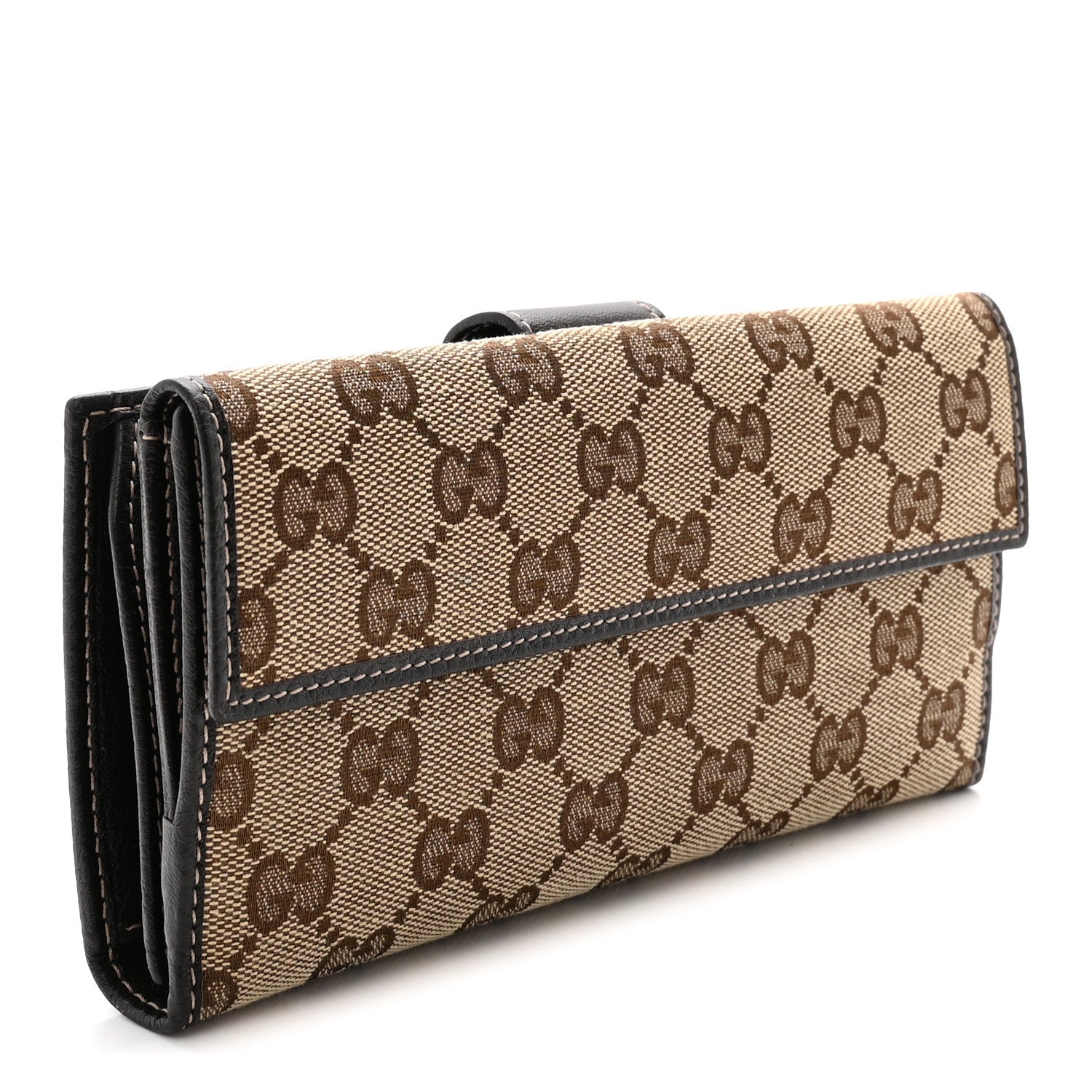 Gucci GG Plus Monogram Icon Bar Continental Flap Wallet Dark Brown