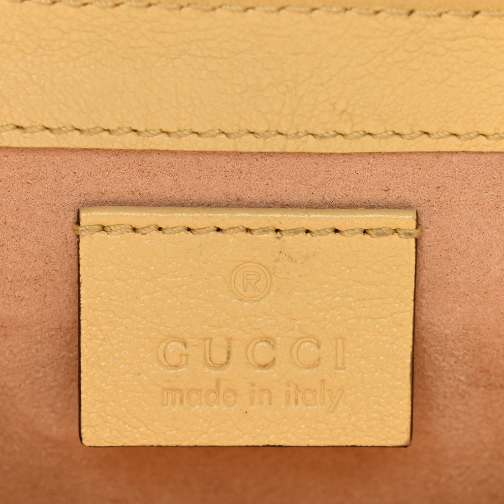 Gucci Vintage Effect Calfskin Matelasse Super Mini Torchon GG Marmont Shoulder Bag Black Beige