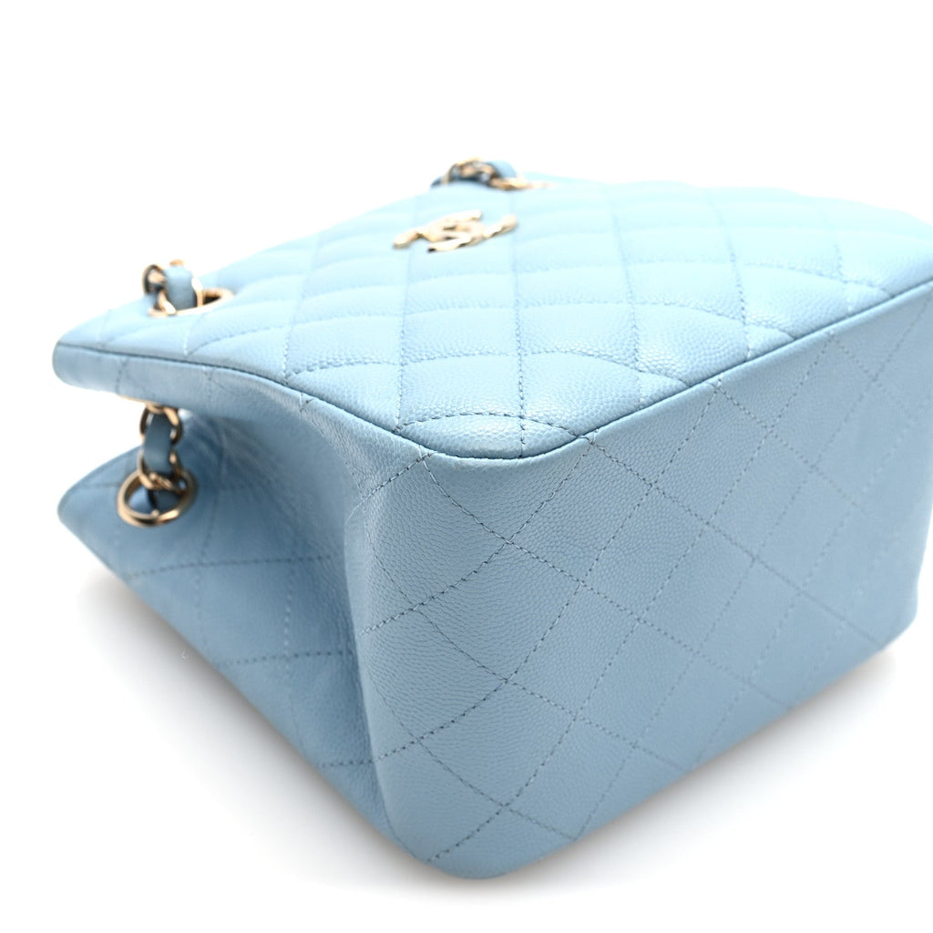Chanel Caviar Quilted Mini Bucket Bag Blue