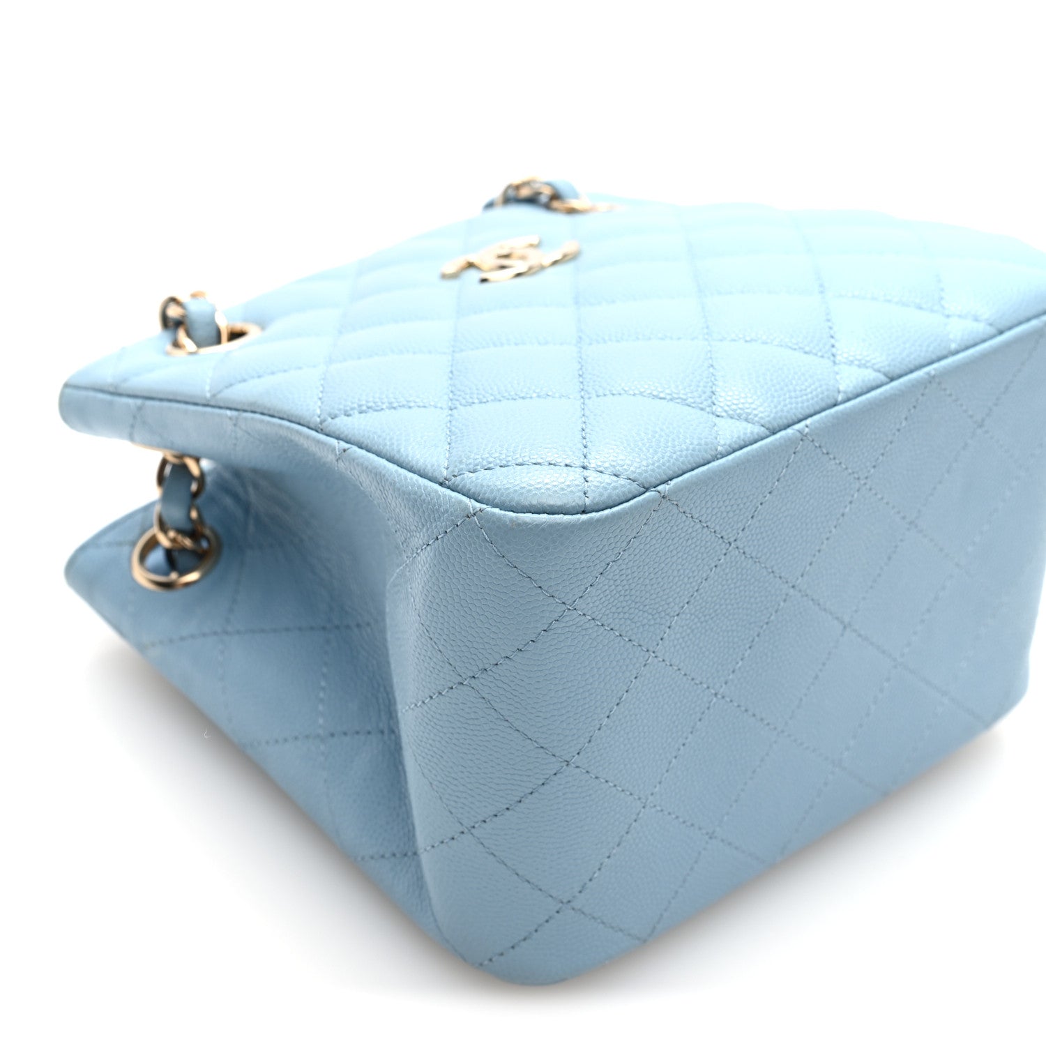 Chanel Caviar Quilted Mini Bucket Bag Blue