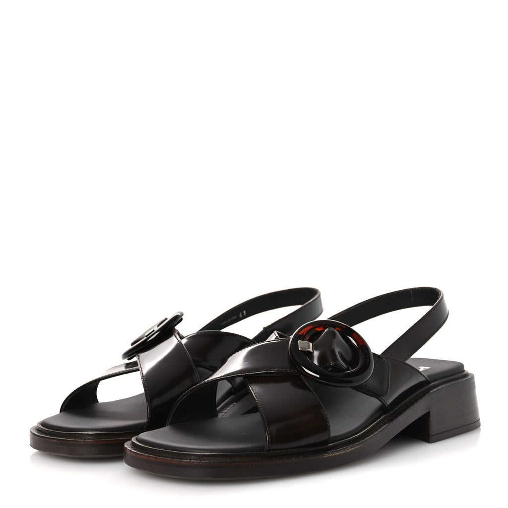 Prada Spazzolato Fume Re-Edition 1996 Buckle Sandals 41 Bruciato