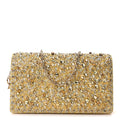 Christian Dior Calfskin Satin Bead Embroidery Lady Dior Clutch Gold Yellow