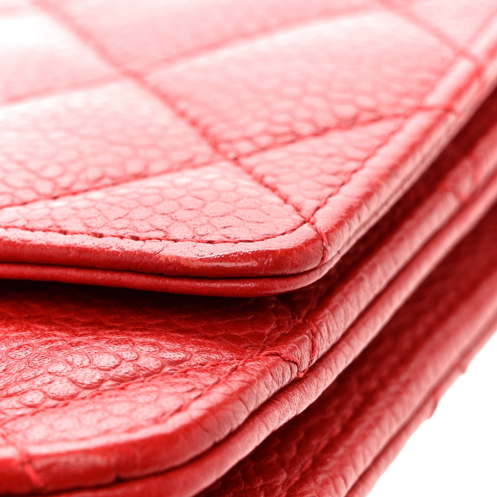 Chanel Caviar Quilted Wallet on Chain WOC Red
