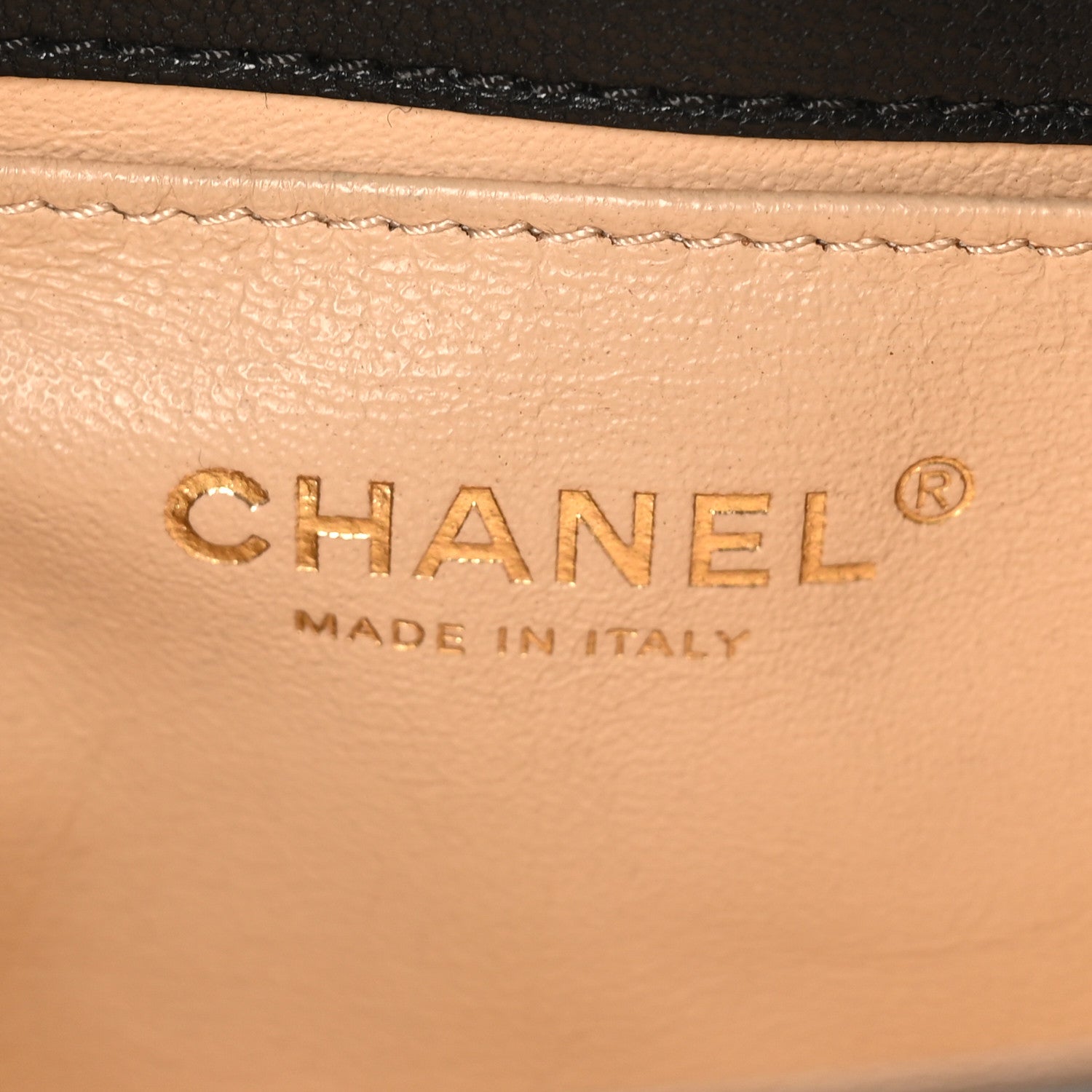 Chanel Calfskin Chevron Beaded Chain Mini Square Flap Black