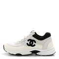 Mesh Suede Grained Calfskin Womens CC Sneakers 41 White Black