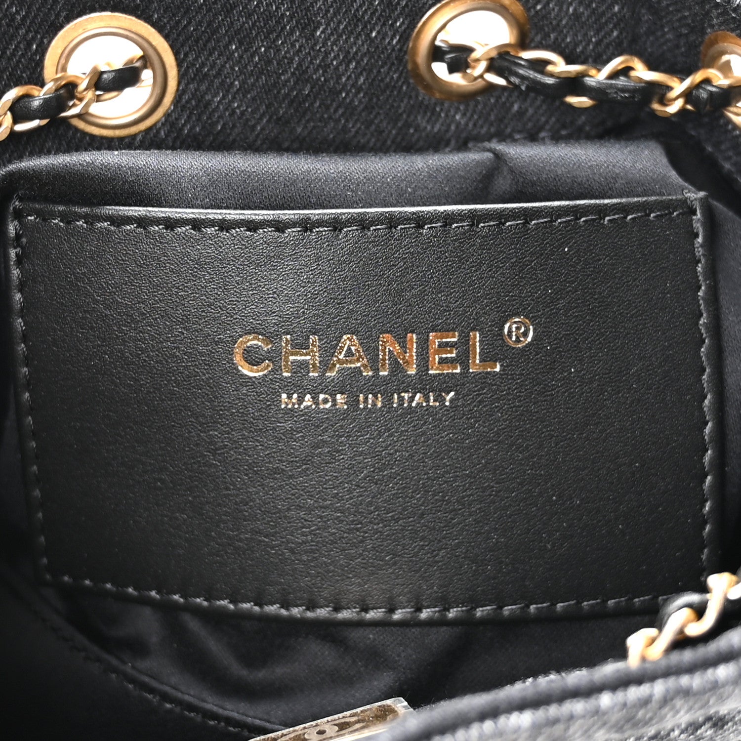Chanel Washed Denim Quilted Mini Chanel 25 Handbag Black