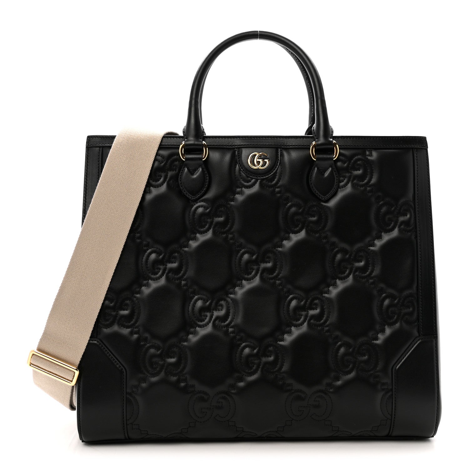 Gucci Calfskin GG Matelasse Tote Bag Black