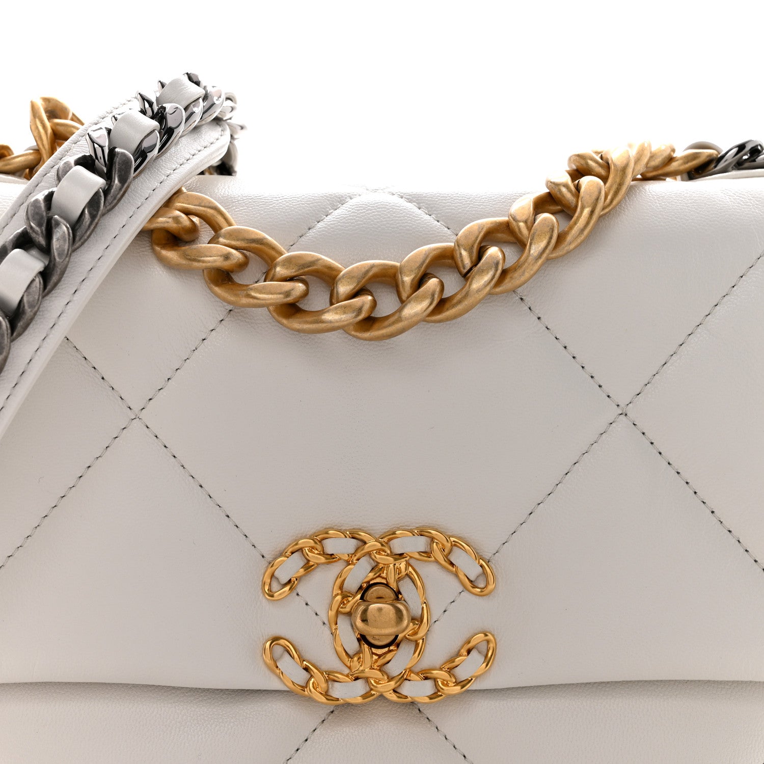 Chanel Goatskin Quilted Medium Chanel 19 Flap White