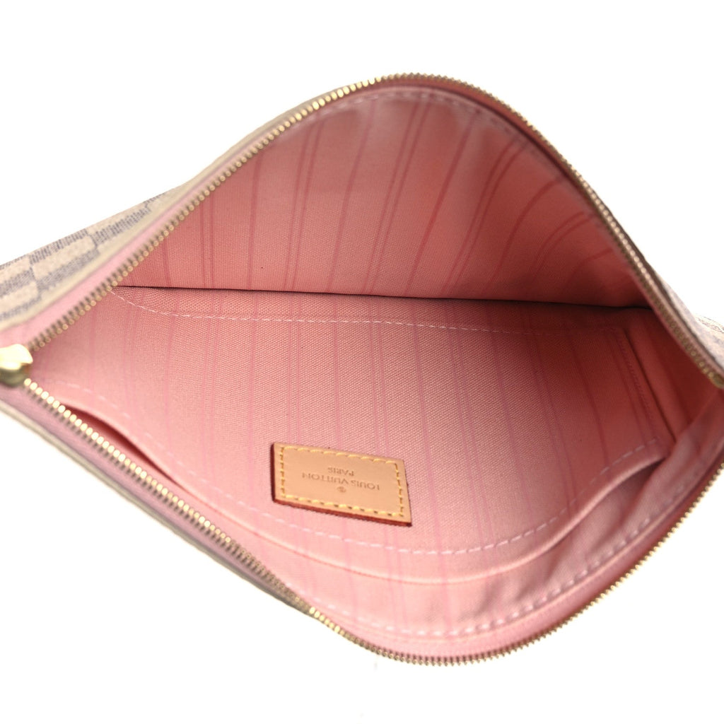 Louis Vuitton Damier Azur Neverfull MM GM Pochette Rose Ballerine