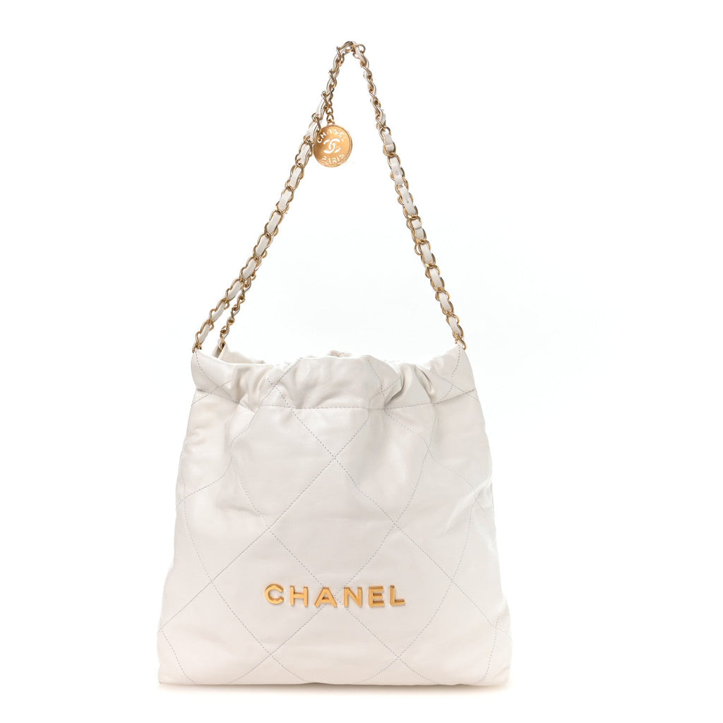 Chanel Shiny Calfskin Quilted Small Chanel 22 White