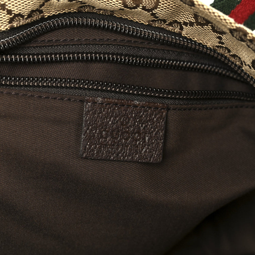 Gucci GG Monogram Small Web Handle Bucket Tote Dark Brown
