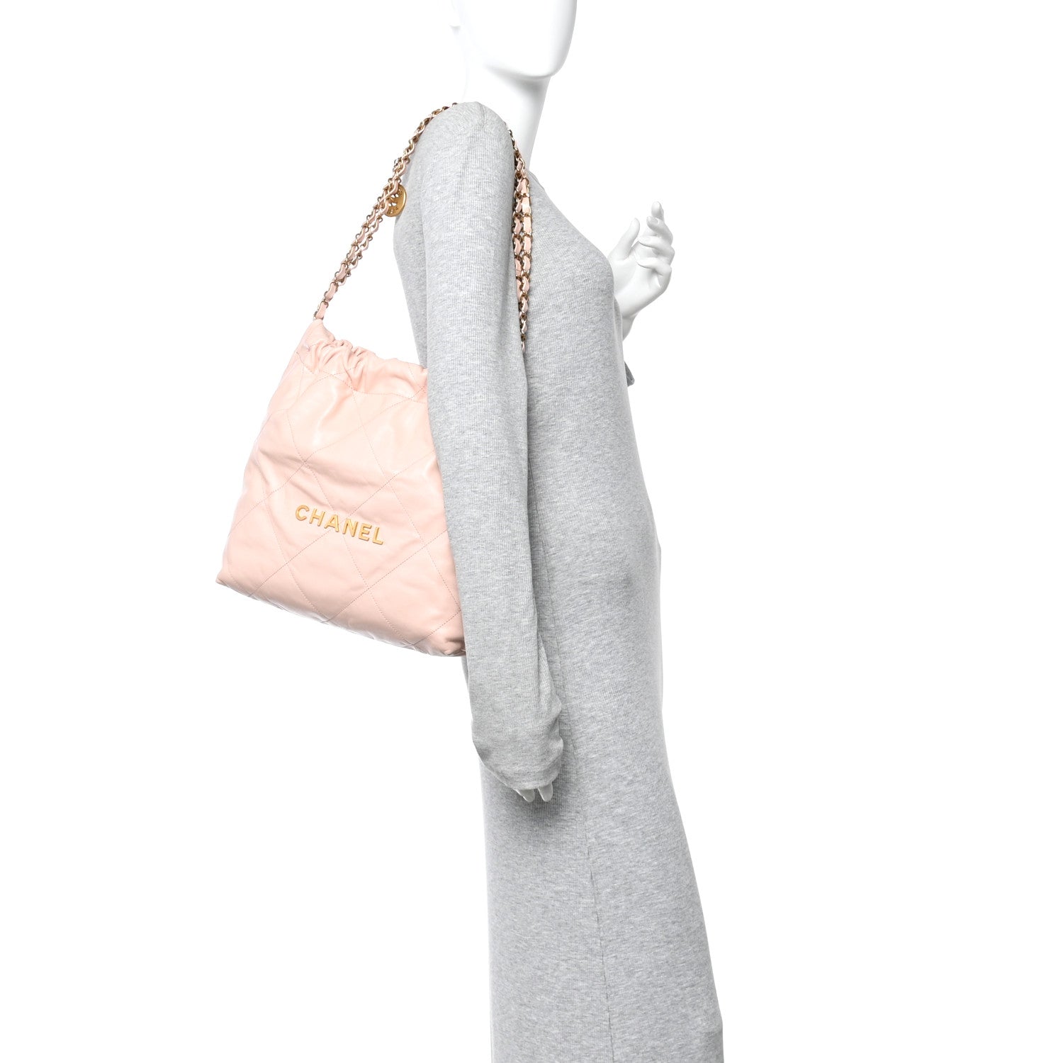 Chanel Shiny Calfskin Quilted Small Chanel 22 Light Pink