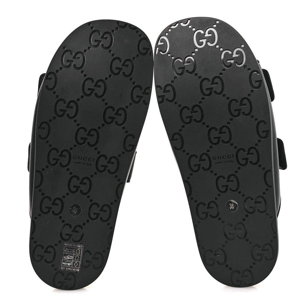 Gucci Nappa Double G Crystal Womens Isla Dad Sandals 38 Black