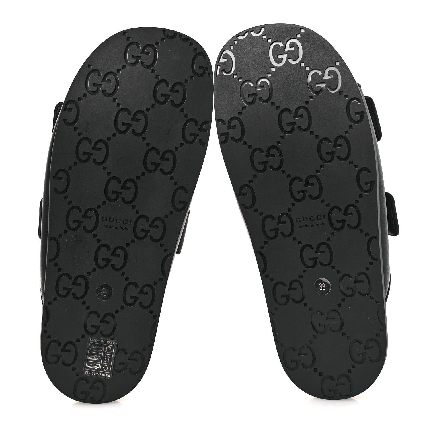 Gucci Nappa Double G Crystal Womens Isla Dad Sandals 38 Black