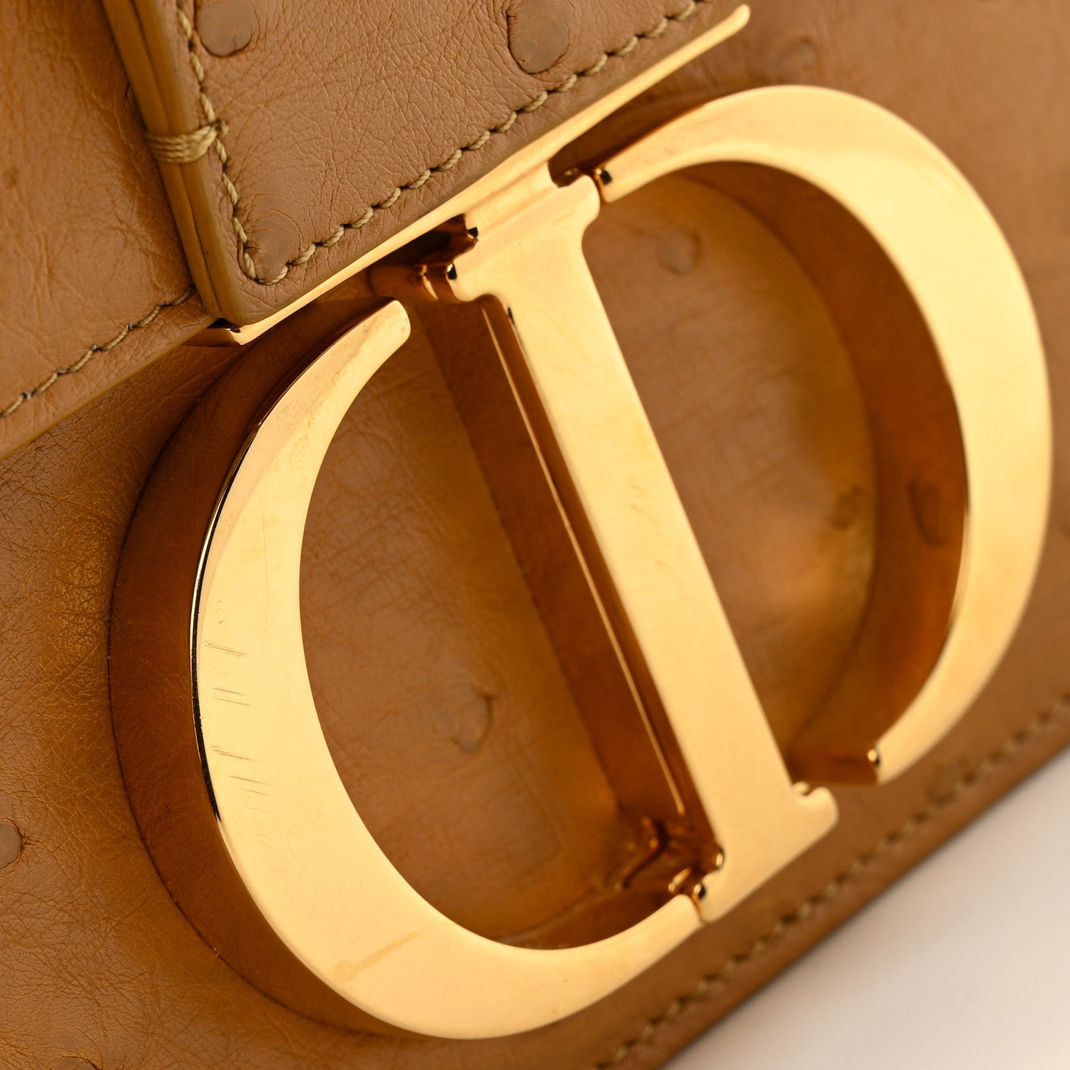 Christian Dior Ostrich 30 Montaigne Flap Bag Brown