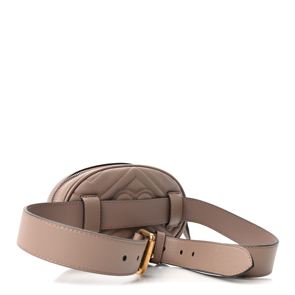 Gucci Calfskin Matelasse GG Marmont Belt Bag 85 34 Porcelain Rose