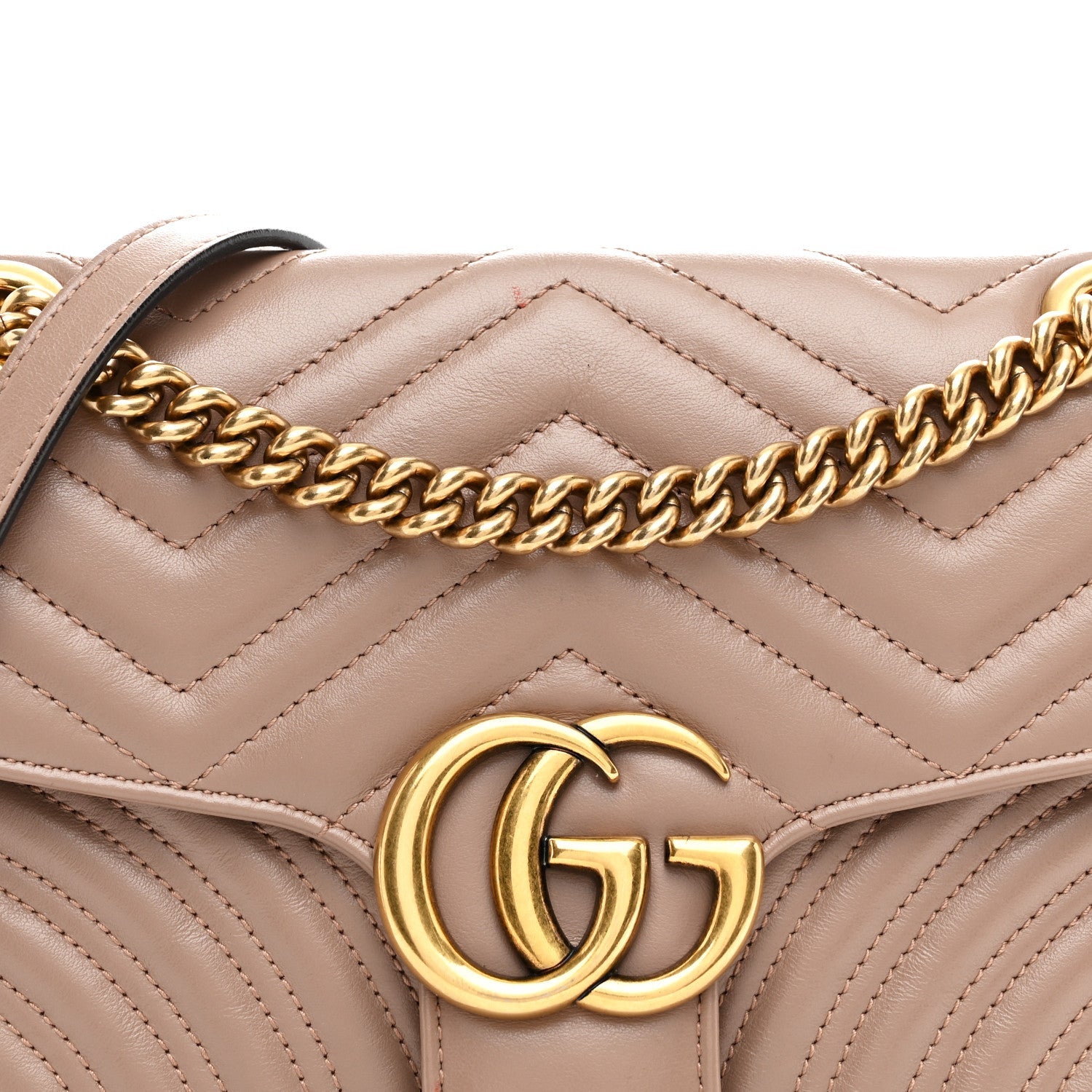 Gucci Calfskin Matelasse Small GG Marmont Shoulder Bag Porcelain Rose