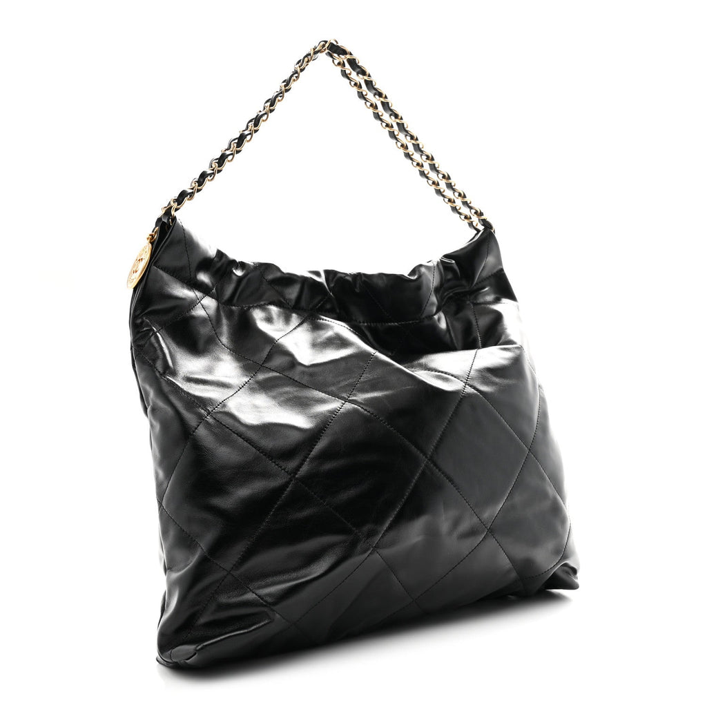 Chanel Shiny Calfskin Quilted Chanel 22 Black