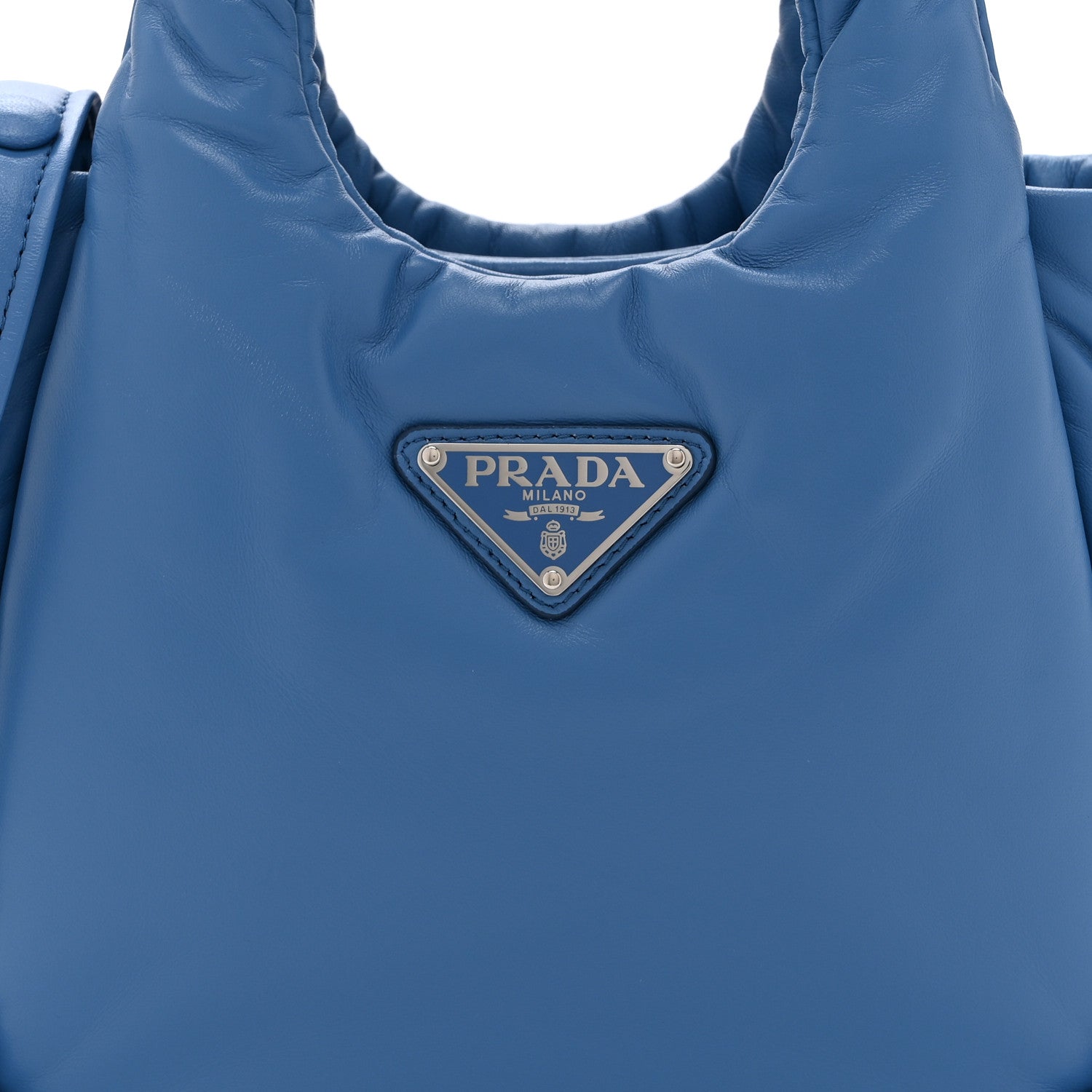 Prada Nappa Soft Padded Small Double Handled Shoulder Bag Celeste