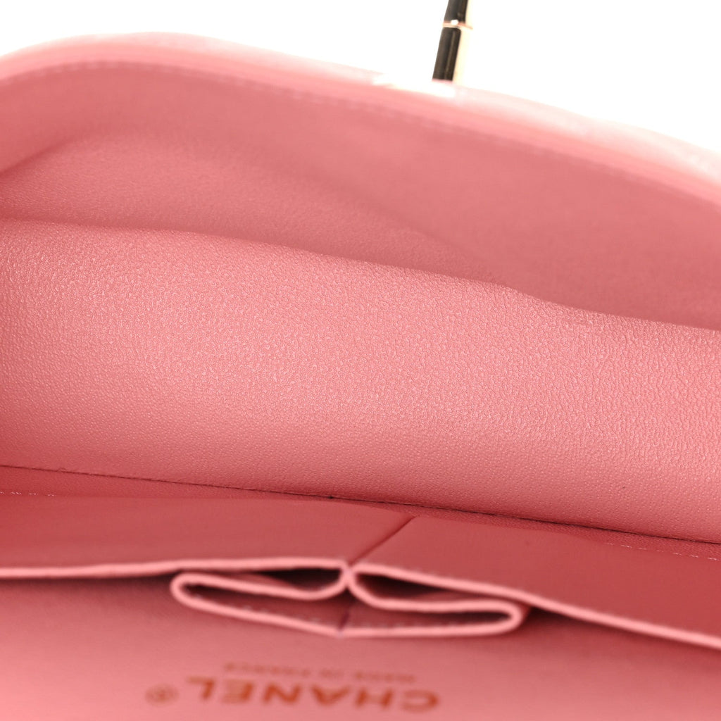 Chanel Caviar Chevron Quilted Small Double Flap Pink