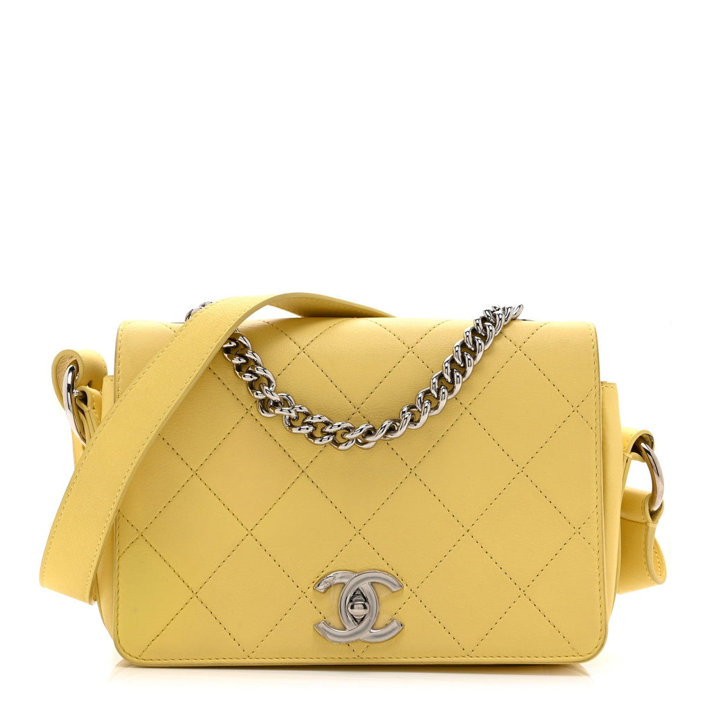 Chanel Calfskin Small Stitched Flap Yellow