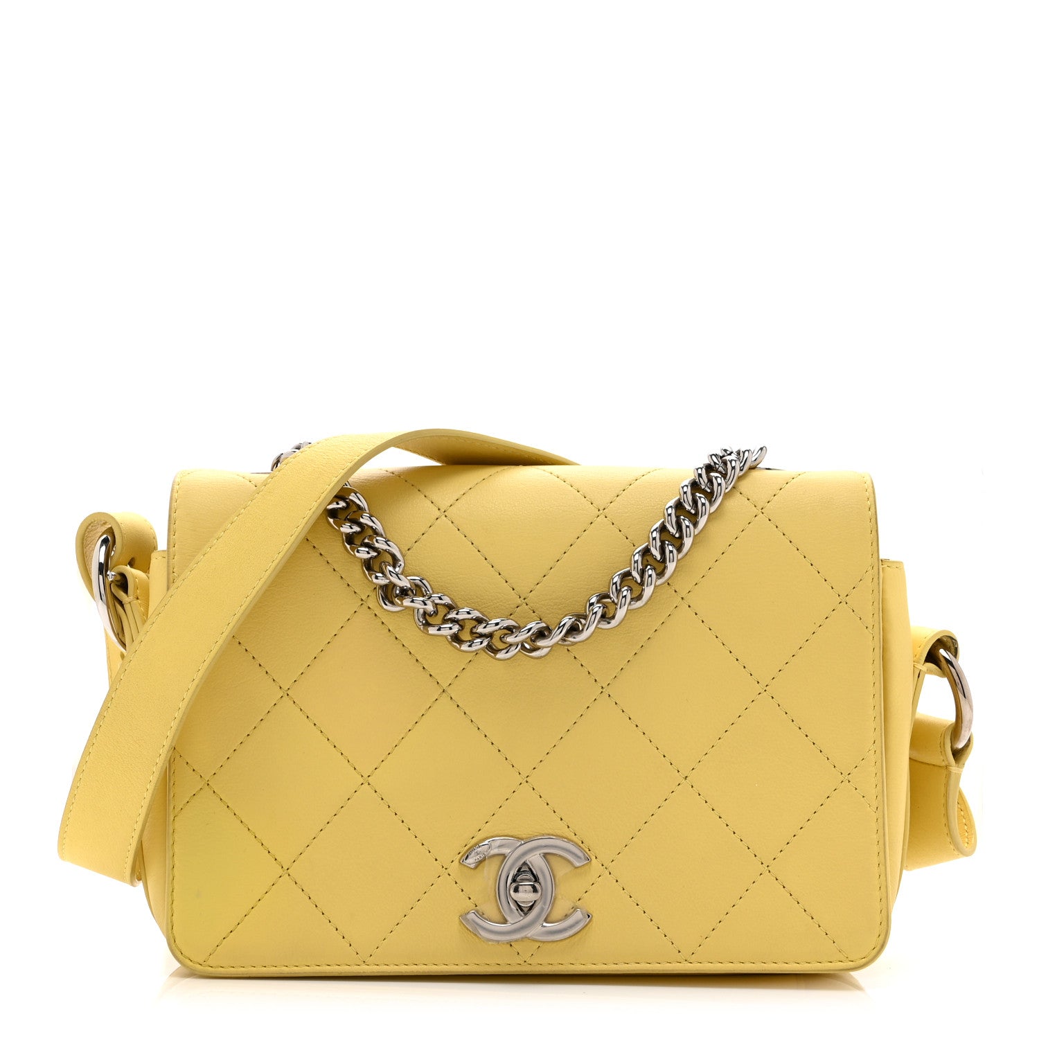 Chanel Calfskin Small Stitched Flap Yellow