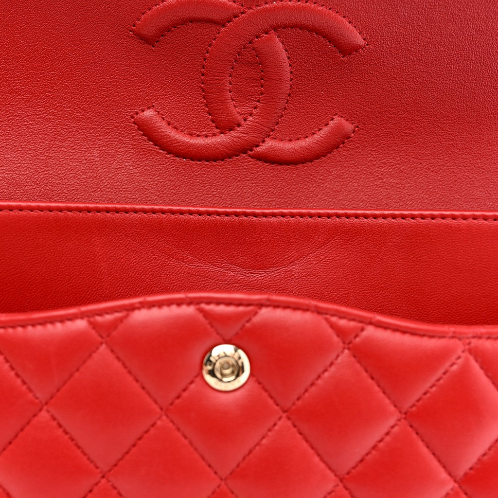 Chanel Lambskin Quilted Medium Double Flap Red