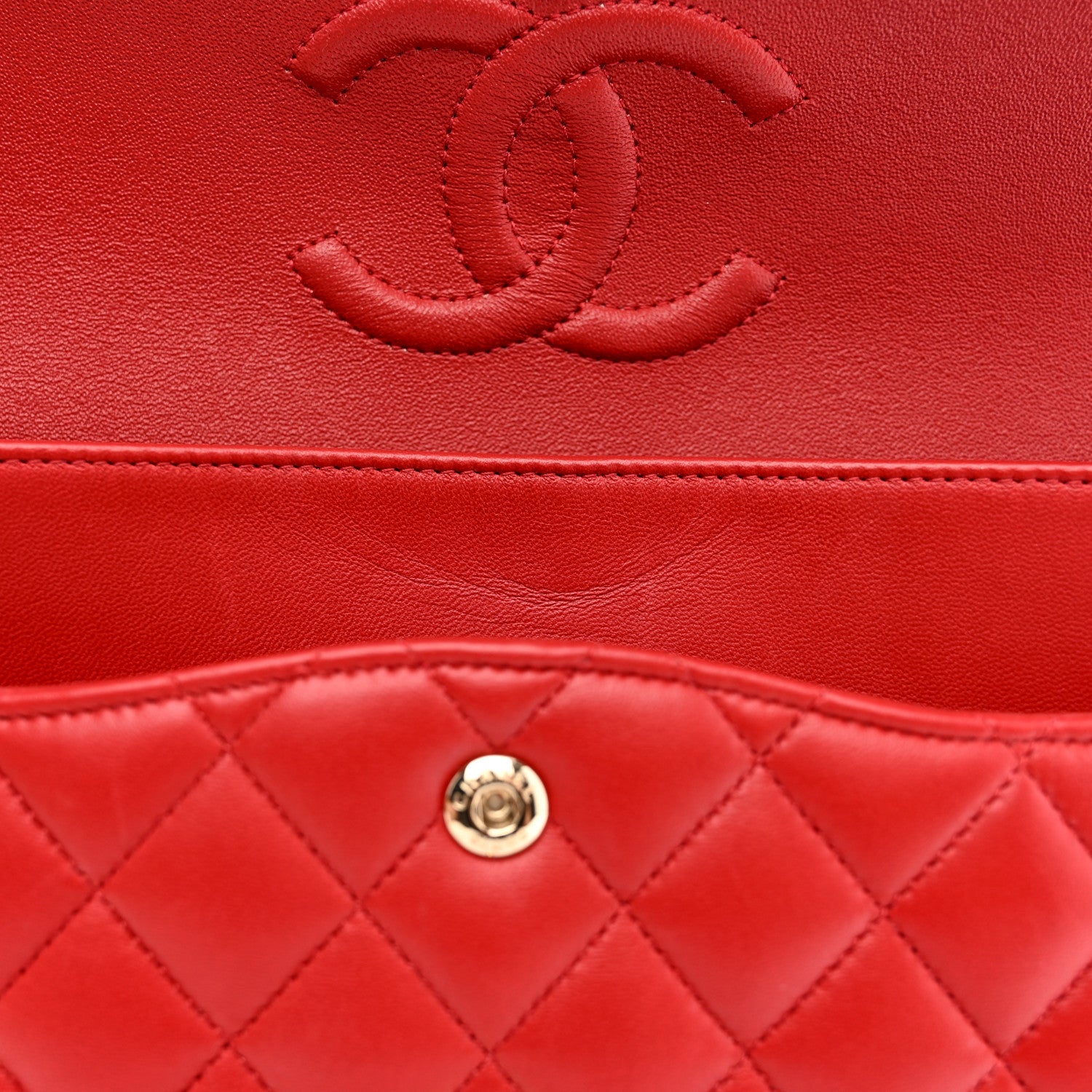 Chanel Lambskin Quilted Medium Double Flap Red