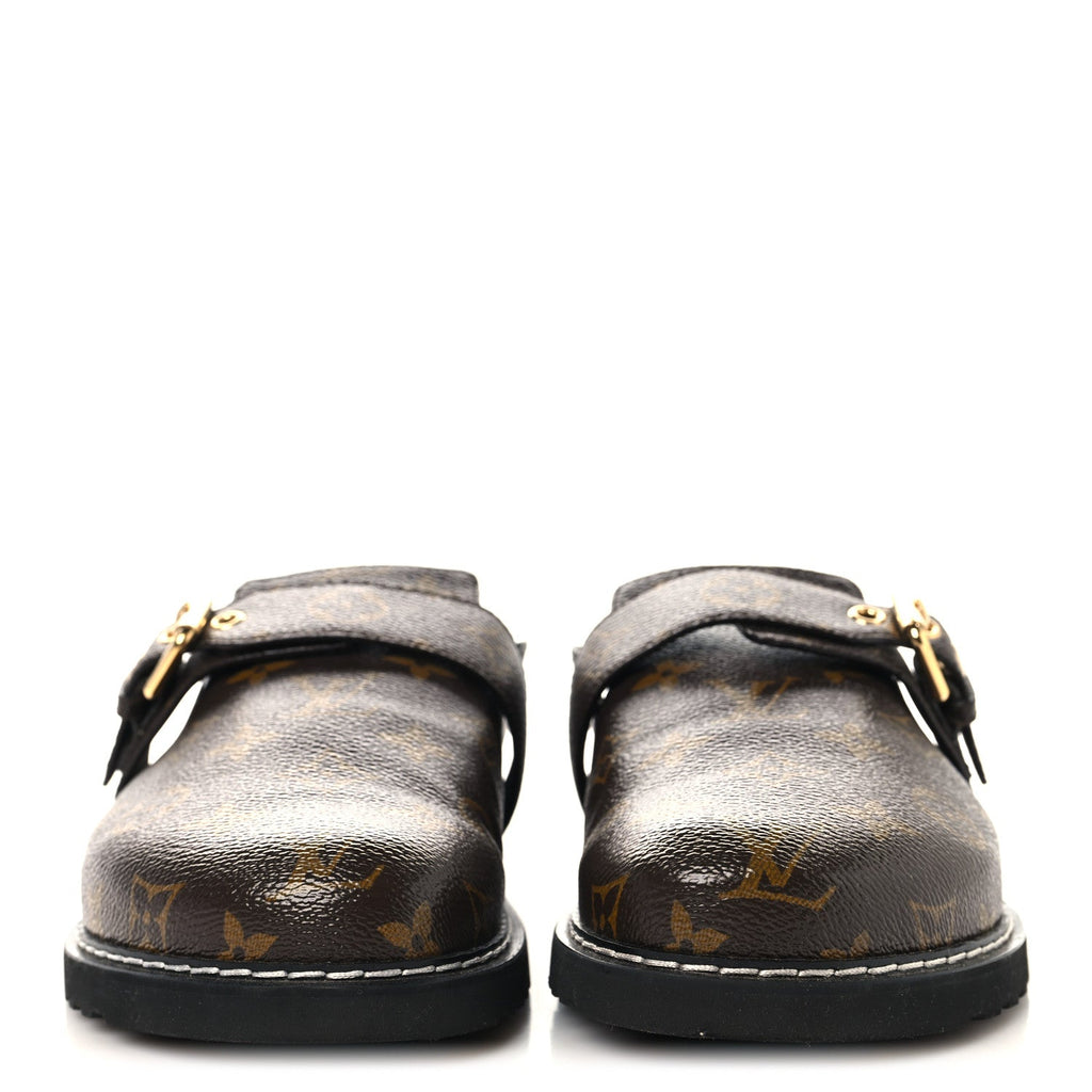 Louis Vuitton Patent Monogram Womens Cosy Flat Comfort Clog Mules 39 Brown