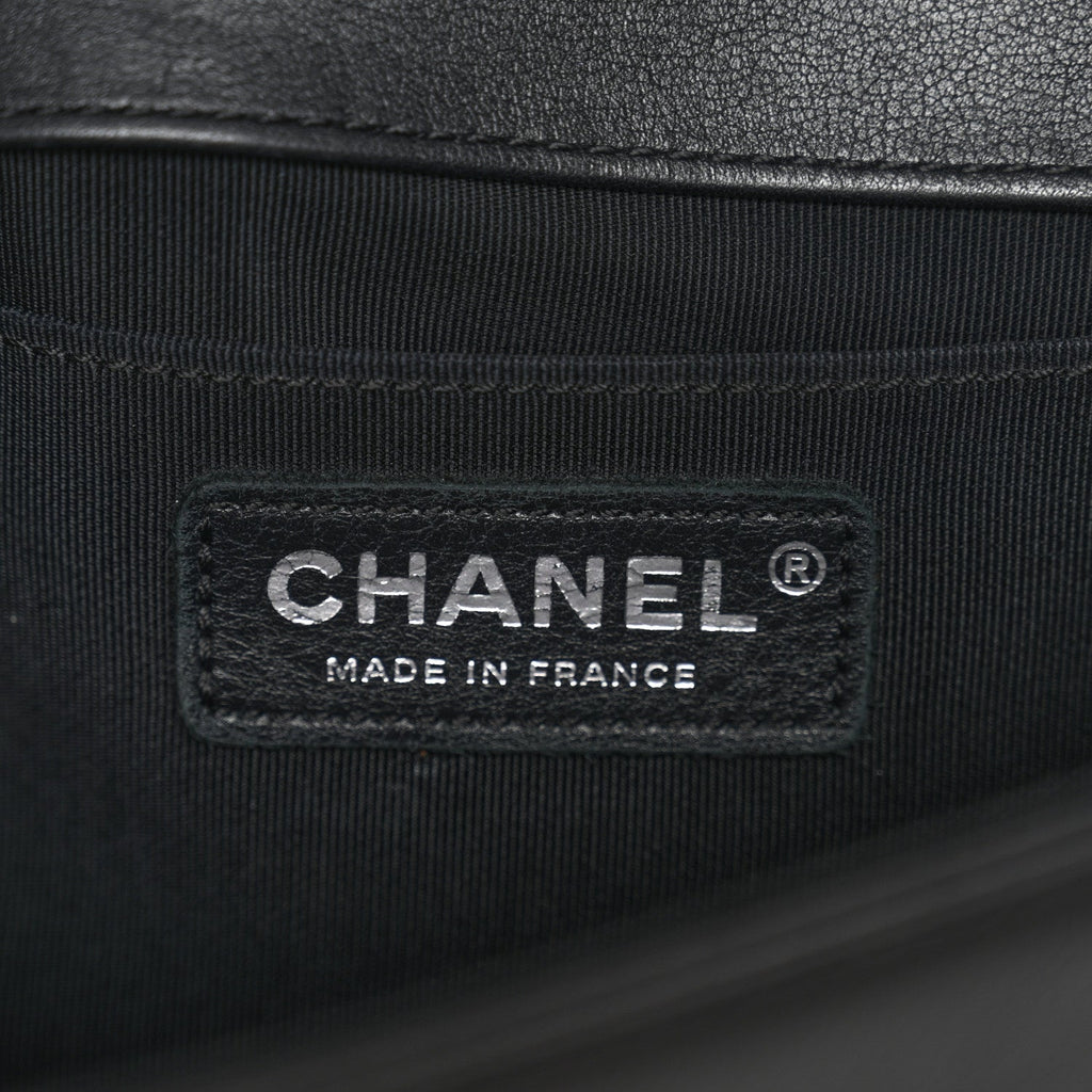 Chanel Lambskin Chevron Quilted Medium Boy Flap Black