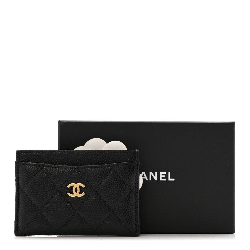 Caviar Quilted Card Holder Black