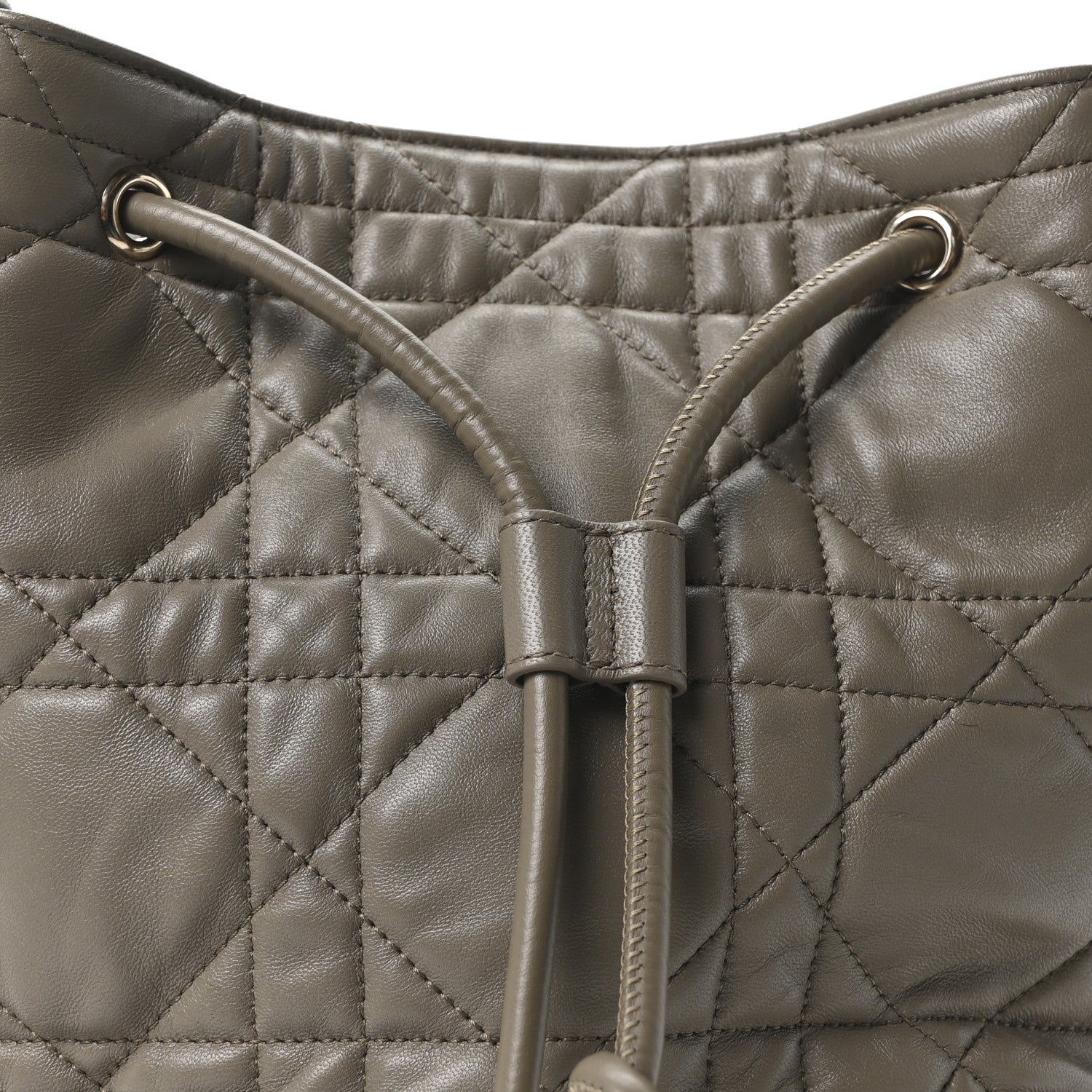 Christian Dior Calfskin Macrocannage Medium D-Motion Bag Clay Green