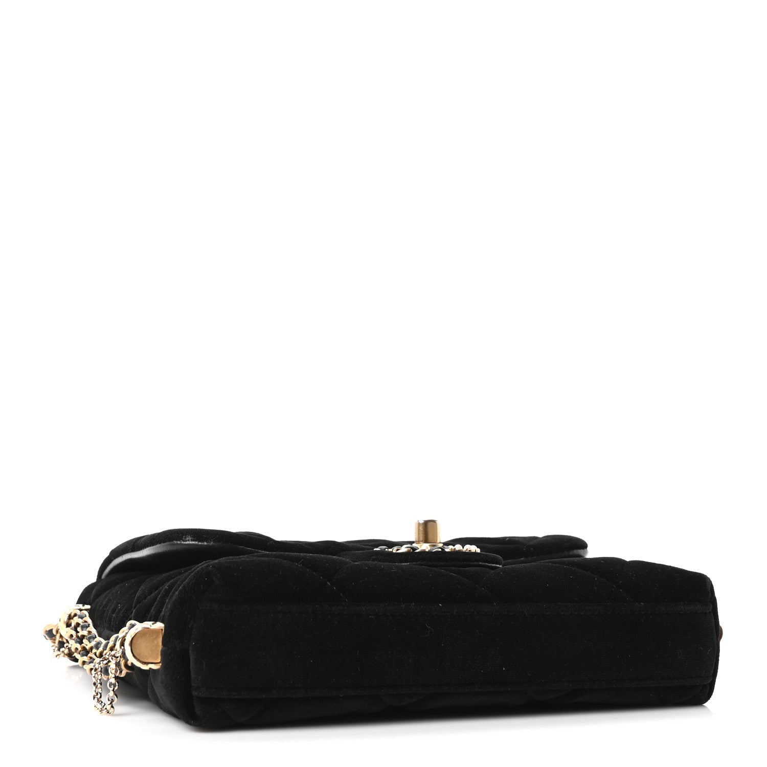 Chanel Velvet Quilted Crush On Chains Flap Bag Black