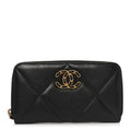 Goatskin Quilted Medium Chanel 19 Zipped Wallet Black