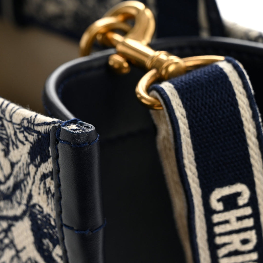 Christian Dior Calfskin Dioriviera Toile De Jouy Small Book Tote With Strap Blue Multicolor