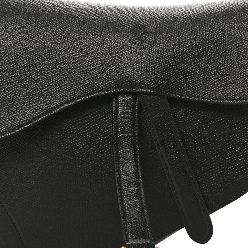 Christian Dior Grained Calfskin Saddle Bag Black