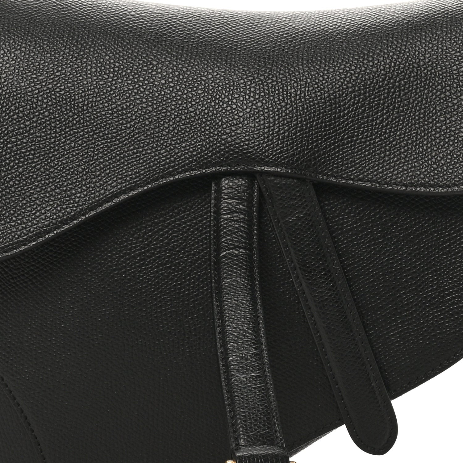 Christian Dior Grained Calfskin Saddle Bag Black