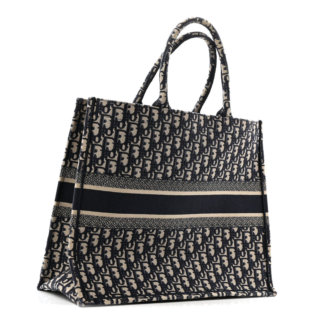 Christian Dior Oblique Large Book Tote Blue Multicolor